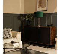 Balan Glass and Brushed Chrome Table Lamp with Velvet Drum Lamp Shade ValueLights Navy One Size