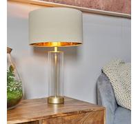 Valuelights Balan Glass And Matt Gold Table Lamp With Gold Metallic Inner Lamp Shade In Natural Natural One Size
