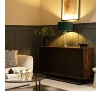 Valuelights Balan Glass And Matt Gold Table Lamp With Velvet Drum Lamp Shade In Navy Navy