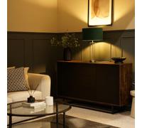 Balan Glass and Brushed Chrome Table Lamp with Velvet Drum Lamp Shade and LED Bulb ValueLights Navy One Size