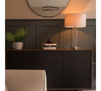 MiniSun | Contemporary Matt Gold & Clear Tube Table Lamp with a Black/Gold Cylinder Shade | Home Décor, Bedside & Desk Lamp | Includes Bulb [3000K Warm White]