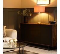 Balan Glass and Matt Gold Table Lamp with Velvet Drum Lamp Shade ValueLights Mid Grey One Size