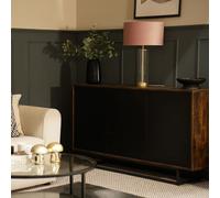 Balan Glass and Matt Gold Table Lamp with Velvet Drum Lamp Shade and LED Bulb ValueLights Mid Grey One Size