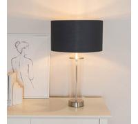 Valuelights Balan Glass With Chrome Table Lamp And Black With Metallic Chrome Inner Lamp Shade