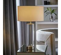 ValueLights Balan LED Brushed Chrome Table Lamp With Drum Shade - White