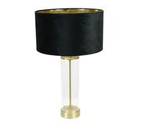 ValueLights Balan Black Velvet & Gold Shade Glass Gold Table Lamp & Bulb