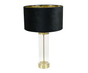 ValueLights | Balan Matt Gold and Clear Tube Table Lamp with Black Velvet & Gold Inner Shade & Warm White Bulb | Table Lamps, Home Décor & Improvement Essential