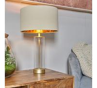 Valuelights Balan Matt Gold Table Lamp With Gold Metallic Inner Lamp Shade In Natural Natural