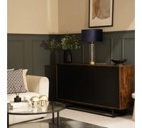 Balan Glass and Matt Gold Table Lamp with Velvet Drum Lamp Shade and LED Bulb ValueLights Black One Size