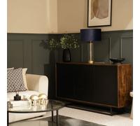 Balan Glass and Matt Gold Table Lamp with Velvet Drum Lamp Shade and LED Bulb ValueLights Black One Size