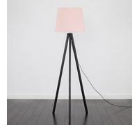 Valuelights Barbro Black Tripod Floor Lamp With Blush Tapered Shade