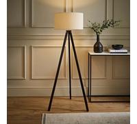 Valuelights Barbro Black Tripod Floor Lamp With Cream Boucle Shade
