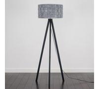 Valuelights Barbro Black Tripod Floor Lamp With Felt Weave Shade And Bulb