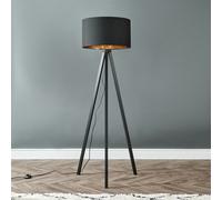 Valuelights Barbro Black Tripod Floor Lamp With Metallic Inner Shade And Bulb