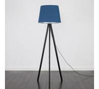 Valuelights Barbro Black Tripod Floor Lamp With Navy Tapered Shade And Bulb