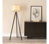 Valuelights Barbro Black Tripod Floor Lamp With Rust Trim Scallop Shade And Bulb