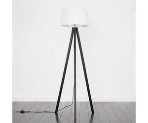 Valuelights Barbro Black Tripod Floor Lamp With White Linen Tapered Shade And Bulb
