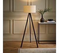 Valuelights Barbro Black Tripod Floor Lamp With White Trim Drum Shade