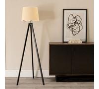 Valuelights Barbro Black Tripod Floor Lamp With White Trim Scallop Shade
