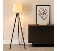ValueLights Barbro Scallop White Edge Shade Black Floor Lamp & Bulb