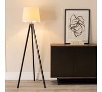 ValueLights Barbro Scallop White Edge Shade Black Floor Lamp & Bulb
