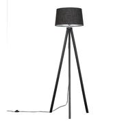 MiniSun Modern Black Wood Tripod Floor Lamp with a Black Tapered Shade