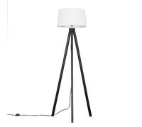 Barbro Black Wood Tripod Floor Lamp with Linen Tapered Shade ValueLights White One Size
