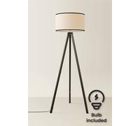 ValueLights | Black Wood Tripod Floor Lamp with Black Trim Drum Shade Living Room Lounge Light | Floor Lamps, Home Décor & Improvement Essential | Included LED Bulb
