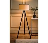 ValueLights | Black Wood Tripod Floor Lamp with Black Trim Drum Shade Living Room Lounge Light | Floor Lamps, Home Décor & Improvement Essential | Included LED Bulb