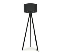 Barbro Black Wood Tripod Floor Light Lamp with Reni Drum Shade ValueLights Grey One Size