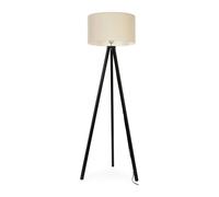 Barbro Black Wood Tripod Floor Light Lamp with Reni Drum Shade ValueLights Natural One Size