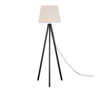 Barbro Black Wood Tripod Floor Light Lamp with XL Taper Shade ValueLights Beige One Size