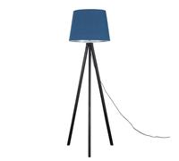 Barbro Black Wood Tripod Floor Light Lamp with XL Taper Shade ValueLights Dark Navy One Size
