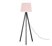 Barbro Black Wood Tripod Floor Light Lamp with XL Taper Shade ValueLights Dusty Pink One Size