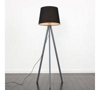 Valuelights Barbro Grey Tripod Floor Lamp With Black Tapered Shade And Bulb