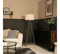 Valuelights Barbro Grey Tripod Floor Lamp With Cream Boucle Shade