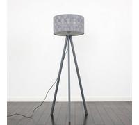 Valuelights Barbro Grey Tripod Floor Lamp With Felt Weave Shade