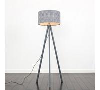 Valuelights Barbro Grey Tripod Floor Lamp With Felt Weave Shade And Bulb