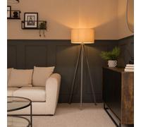 Valuelights Barbro Grey Tripod Floor Lamp With Natural Drum Shade