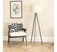 Valuelights Barbro Grey Tripod Floor Lamp With White Trim Drum Shade And Bulb