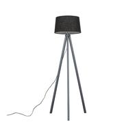 MiniSun | Modern Grey Wood Floor Lamp with a Black Faux Linen Tapered Shade | Floor Lamps & Torchieres, Home Décor & Improvement Essential