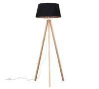 ValueLights Barbro Light Wood Tripod Floor Lamp with Black & Copper Shade ValueLights Black