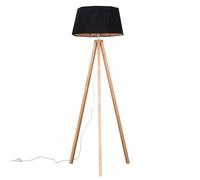 Barbro Light Wood Tripod Floor Lamp with Black & Copper Shade ValueLights Black One Size
