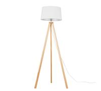 Barbro Light Wood Tripod Floor Lamp with Linen Tapered Shade ValueLights White One Size