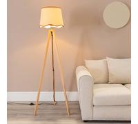 ValueLights Barbro Light Wood Scallop Rust Edge Shade Floor Lamp