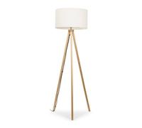 Valuelights Barbro Light Wood Tripod Floor Light Lamp With Reni Boucle Shade In Cream Cream One Size