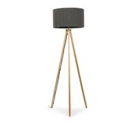 Valuelights Barbro Light Wood Tripod Floor Light Lamp With Reni Boucle Shade In Grey Grey One Size