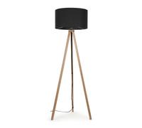 Barbro Light Wood Tripod Floor Light Lamp with Reni Drum Shade ValueLights Grey One Size