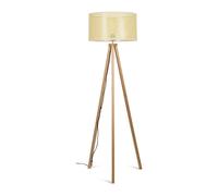 Barbro Light Wood Tripod Floor Lamp + Reni XL Wicker Pendant Drum Shade
