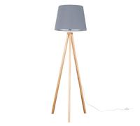 Barbro Light Wood Tripod Floor Light Lamp with XL Taper Shade ValueLights Grey One Size